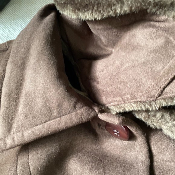 Liz Claiborne Dark Brown Faux Fur Lined Belted Fall Casual  Coat- Sz-M - Picture 8 of 16